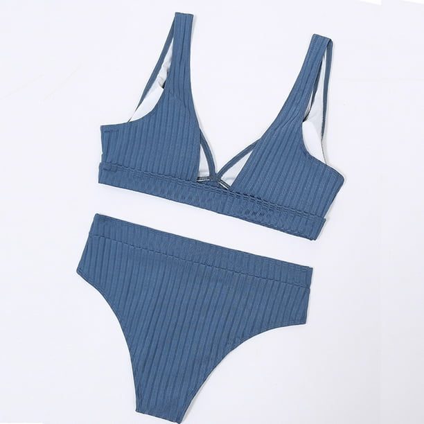 Women Sexy Halter Top Bikini Set Bandage Big Size High Waisted Swimsuit  Plus Bathing Suit Girl Swimwear 