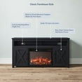 thumbnail image 4 of BELLEZE 58" TV Stand with 23" Electric Fireplace, Barn Door TV Stand for TVs up to 60", Wood Entertainment Center with Open Shelves and Cabinets - Corin (Rustic Grey), 4 of 7