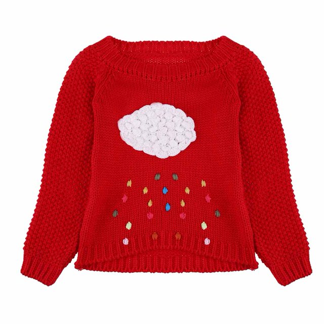 Suéter De Invierno Para Niñas Y Niños, Suéter De Punto De Lluvia De Dibujos Animados (Rojo/(6-7T)-185136.05 Likrtyny Mujer