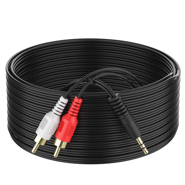 Cable RCA Abireiv de 3,5 mm a 2 conectores RCA macho, audio estéreo de 15 pies