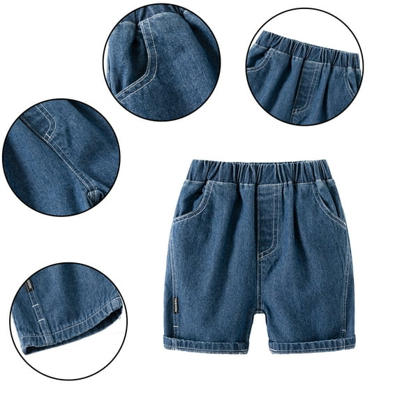 YTDSCS Baby Boys Denim Shorts Toddler Summer Elastic Waist Five Pants Cotton with Pockets Jeans Shorts for Kids 1-8 Years