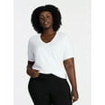 thumbnail image 3 of Terra & Sky Women's Plus Size V-Neck Tee with Short Sleeves, Size 0X-5X, 3 of 3