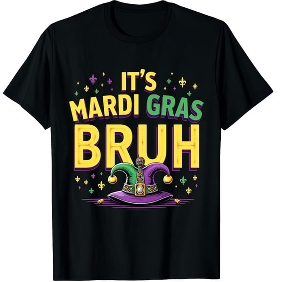 Bruh Mardi Gras Mardi Gras Graphic Black T-Shirt for Men and Women