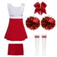 thumbnail image 4 of vastwit Robe de Danse Cheerleading pour Filles Tenue Uniforme de Chef Cheer Costume Fête d'Halloween Déguisement Rouge 4, 4 of 5