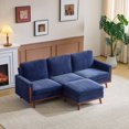 thumbnail image 2 of Ktaxon Modular Sectional Sofa with Movable Ottoman, Corduroy L-Shaped Couch with Wood Frame and Legs Navy Blue, 2 of 8