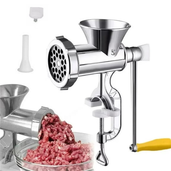 ikaufen Meat Grinder Manual Mincer, Manual Meat Grinder & Sausage Maker, Portable, Hand Crank, Table Mount Kitchen Tool for Homemade Patties, Sausage Stuffer, Pork Mincer