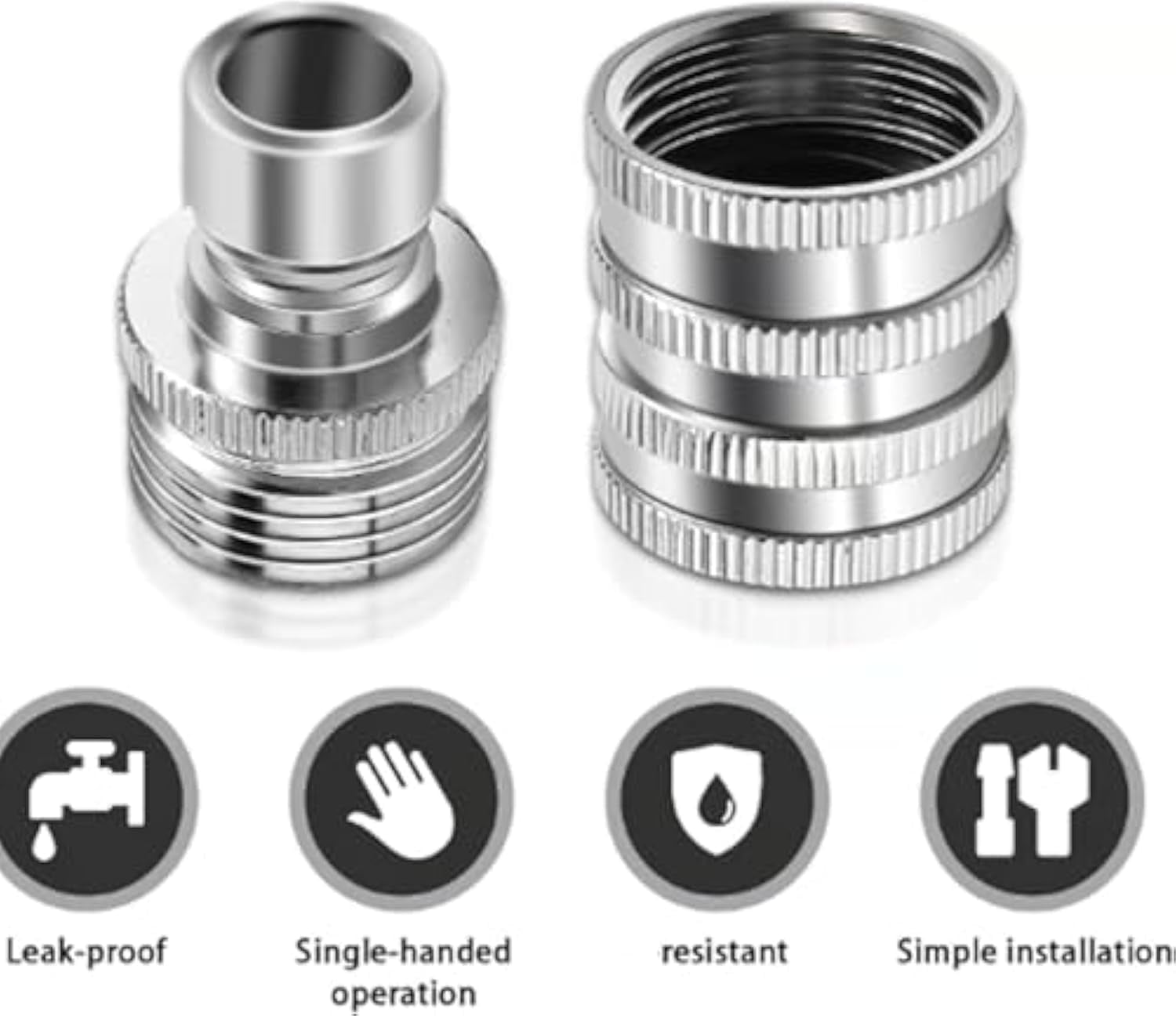 4 Set Stainless Steel Garden Hose Quick Connect Fittings Set - 3/4" GHT Garden Hose Quick Connect Kit, Stainless Steel Removable Aerator Adapter for Any Outdoor Setup (3 Set)