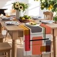 thumbnail image 3 of Red Green Orange Color Block Table Runner, Square Geometric Abstract Art Kitchen Table Runners Dress Scarves for Table Decorations Party/Restaurant/Indoor Outdoor Use, 13x36in, 3 of 9