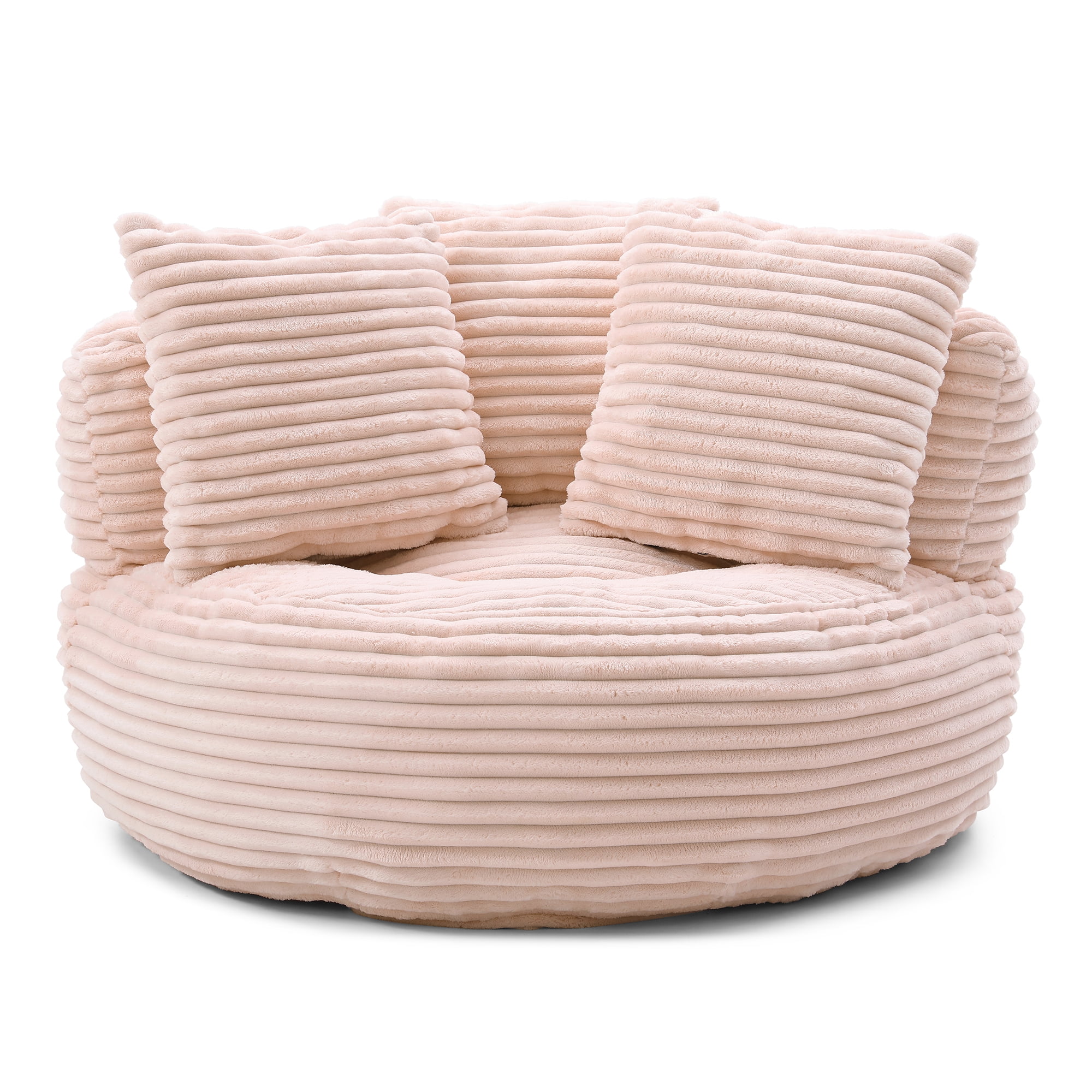 Eyisean 45" Corduroy Giant Bean Bag Chair, Comfy Lazy Sofa with Armrests & 3 Pillows, Oversized Bean Bag Couch with Deep Seat, Lounge Floor Sofa for Adults, Living Room, Bedroom Reading