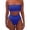 Blue, variant on 1 Set Bikini Set Solid Color Elastic High Waist Strapless Summer Lady Swimsuit for Swimming