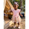 thumbnail image 4 of Loicainy Infant Baby Girl Romper Dress 3 6 9 12 32 Months Floral Embroidery Butterfly Decor Fly Sleeve Crew Neck Skirt Hem Infant Bodysuits Jumpsuits with Headband, 4 of 9