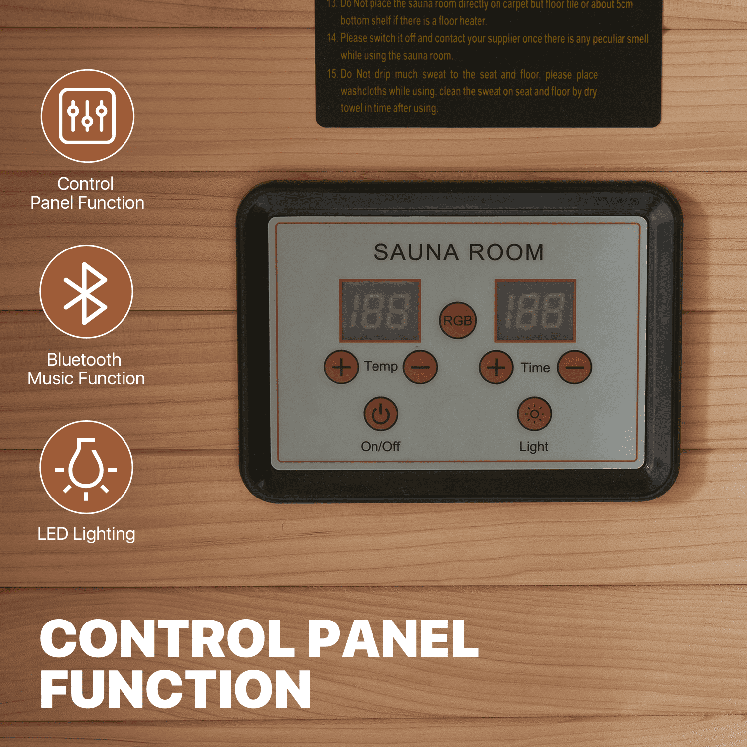 BaPiPro 1-2 Person Home Far Infrared Sauna Room, 1260W High-Efficiency Heating Hemlock Wood Indoor Sauna Spa with Control Panel, LED Lighting, Bluetooth Music Function for Home, Gym, 3'x5.5'