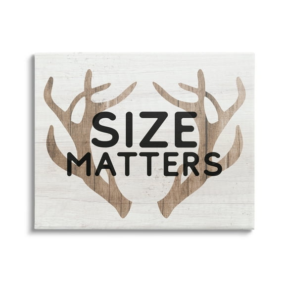 Stupell Industries Size Matters Funny Antlers Rustic Camping Typography Canvas Wall Art, 20 x 16, Design by Lil' Rue