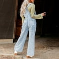 thumbnail image 5 of hotojiny Denim Jumpsuits for Women Wide Leg Capri Jean Overalls Casual Loose Adjustable Strap Rompers with Pockets, 5 of 7