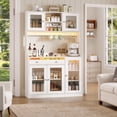 thumbnail image 6 of Tydimor 71" White Pantry Cabinet, Acrylic Display Buffet with LED Light Strip, Charging Station, Hooks & Wine Glass Rack, Freestanding Storage Cabinet for Kitchen Dining Room, 6 of 7