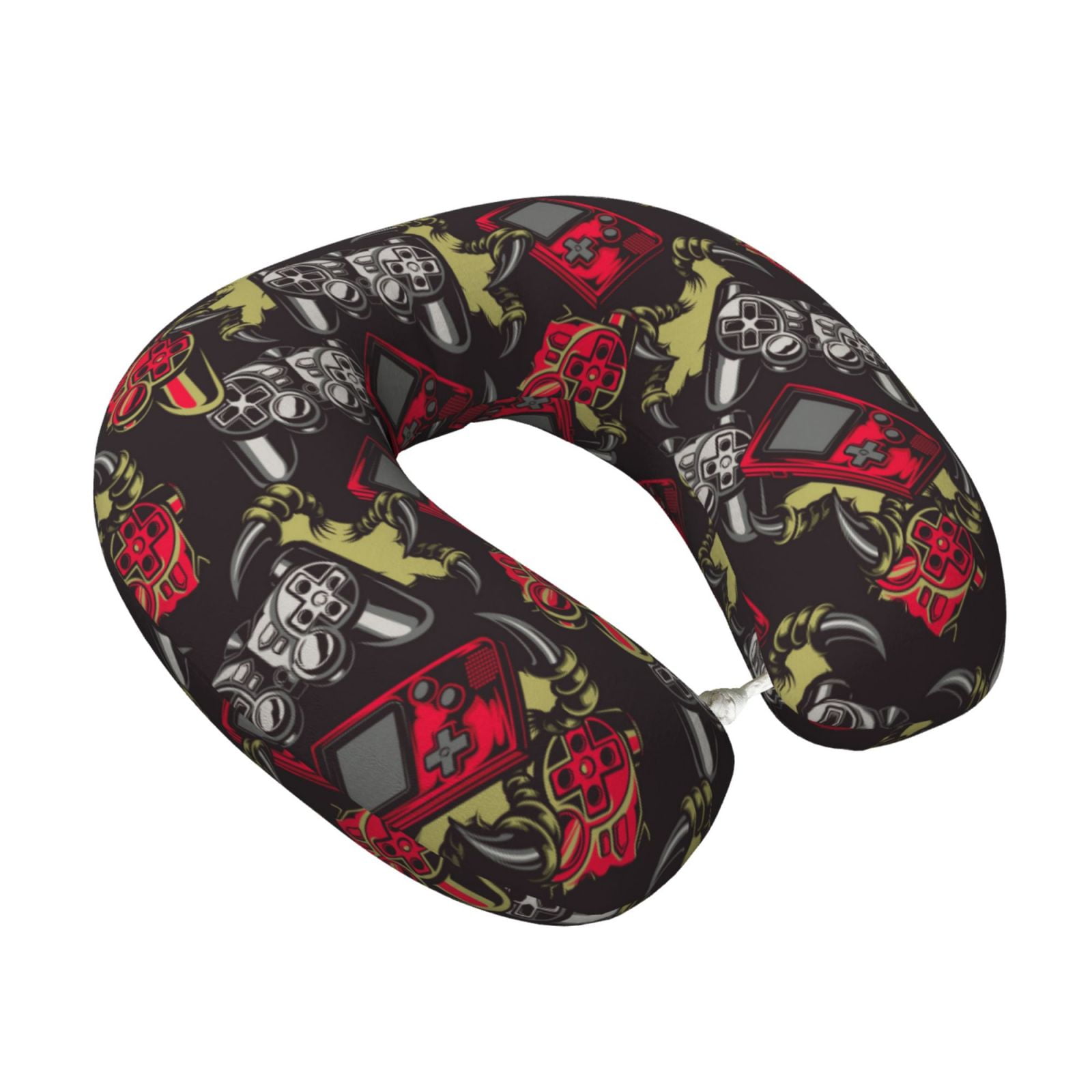 Xecao Vintage Gaming Print Memory Foam Cervical Neck Pillow Versatile U-Shaped Pillows for Home,Office,Camping,Travelling,Soft Washable Cover
