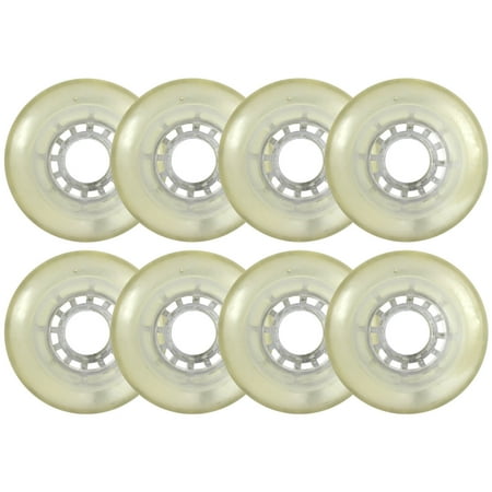 Inline Skate Replacement Wheels Clear 76mm 78A 12-Spoke 8 Pack