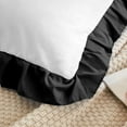 thumbnail image 3 of Grace Linen Dual Tone Ruffle Pillow Shams Queen Size Set of 2, 20X30 -Smooth Soft & Breathable - Decorative Pillowcases 20X30 - (White-Black), 3 of 7