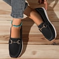 thumbnail image 3 of Rokment Womens Memory Foam Slip on Penny Loafers Classic Trendy Casual Leather Walking Shoes Spring Fall Comfortable Non Slip Work Dressy Oxfords Black Size 6, 3 of 7