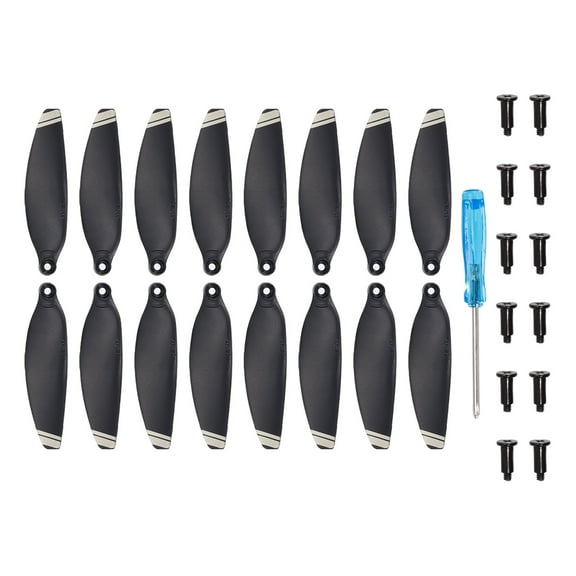 Mini 1 RC Propellers Blades Props Black Silver with Screwdriver/Screw, for Mini 1 Drone, Quadcopter, Pack of 16