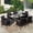 Navy Blue-60" x 38" Patio Table, variant on MF Studio 6-Piece Rattan Outdoor Patio Dining Set with 10FT Beige Umbrella, Wicker Outdoor Chairs with Cushion and Square Patio Table with Umbrella Hole for 4 People