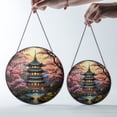 thumbnail image 4 of Japanese Pagoda Landscape Suncatcher Stained Glass Style Zen Garden Decor Round, 4 of 8