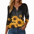 thumbnail image 2 of Towmus Womens 3/4 Length Sleeve Cotton Tops Summer Casual Short Sleeve Button V Neck Shirts Basic Loose Tunic Tops Blouse, 2 of 5