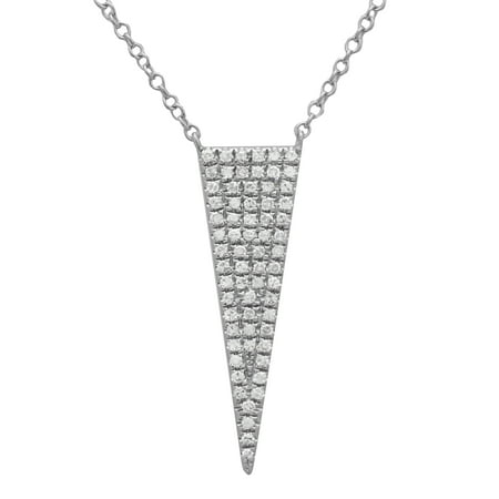 Diamond Triangle Necklace - Inverted Triangle Pendant Necklace 14k White Gold 0.21 Ct Diamond Necklacess For Women