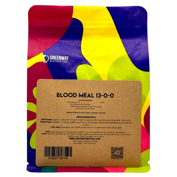 Blood Meal Fertilizer 13-0-0 - Organic Nitrogen Fertilizer - 1 Pound