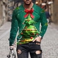 thumbnail image 2 of UVEASISHA Soldes de Liquidation de Noël T-Shirts Graphiques de Noël pour Hommes Grande Taille Mignon Imprimé du Père Noël Manches Longues Chandails Col Rond Mode T-Shirt de Noël Hauts Vacances Cool Mode Urbaine Vert P, 2 of 6
