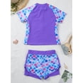 thumbnail image 6 of Sholeno Girls Rashguard Swimsuits Two Piece Zipper Swim Top with Shorts Beach Swimwear Bathing Suit Purple Fish Scales 14, 6 of 6