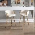 thumbnail image 2 of Hassch Velvet Upholstered Bar Stools Set of 2, 26 Inch Counter Chairs with Armrests, Golden Metal Legs and Ergonomic Backrest (Cream), 2 of 9