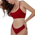 thumbnail image 1 of Conjunto de lencería sin costuras de 2 piezas con cuello en U para mujer: sujetador halter de cintura alta y braguitas, nailon/spandex, ropa de dormir/noche sexy, 1 of 8