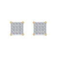 thumbnail image 2 of 10K Yellow Gold Princess cut Diamond Square Cluster Stud Earrings (3/4 Carat), 2 of 4