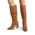 thumbnail image 6 of BURUDANI Women Slouchy Knee-High Suede Boots Pointed Toe, Chunky Block Heel, Side-Zip Pull-On Comfort, 6 of 6