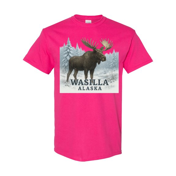 Inktastic Wasilla Alaska Moose Winter Scene T-Shirt