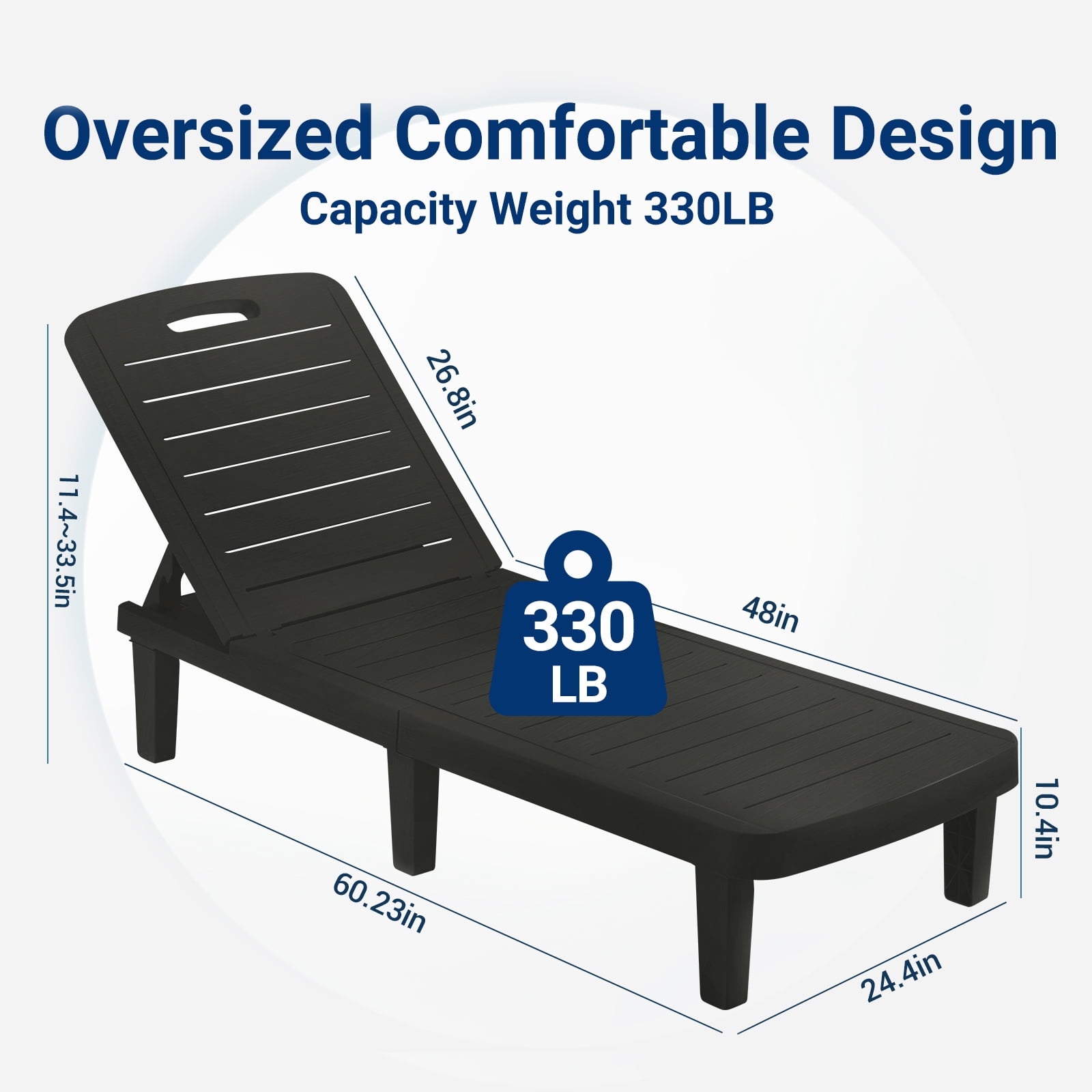 Amopatio Oversized Outdoor Chairse Lounge Chair Set of 2, 5-Level Adjustment Backrest, Extra Widen Chaise with Cup Holder Easy Assembly for Pool Beach Garden