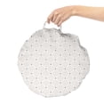 thumbnail image 2 of Abstract Round Floor Cushion with Handle, Diagonal Dotted Squares and Polka Dots Simplistic Classic Illustration, Pillow for Living Room & Dorms, 18" Round, Charcoal Grey Ivory, by Ambesonne, 2 of 4