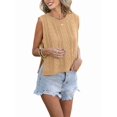 thumbnail image 2 of Women Crochet Tops Sleeveless Knit Sweater Vest Tank Top Khaki M, 2 of 6