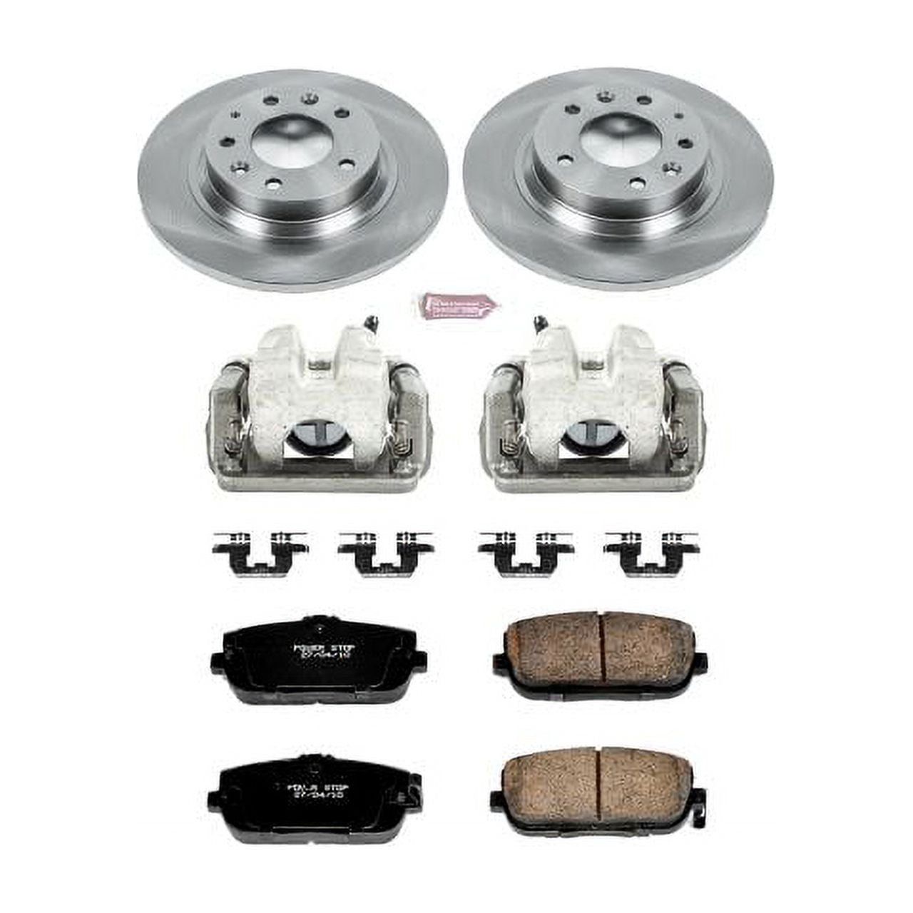 PowerStop Rear Stock Replacement Brake Pad and Rotor Kit with Calipers Fits: MAZDA Select Models KCOE2451