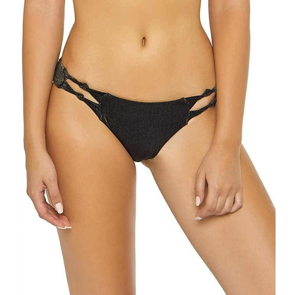 PilyQ BLACK Twilight Knot Bikini Swim Bottom, US Small