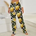 thumbnail image 3 of Lemons And Flowers On Checkered Background Winter Female Pants Flannel High Waist Women Pants Lady Warm Straight Leg Plush Trousers, 3 of 7