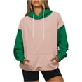 thumbnail image 7 of Xcmzpl Women's Hoodies Casual Color Block Hooded Sweatshirt Oversized Pullover Tops Dressy Casual Long Sleeve T-shirts Fall Clothes, 7 of 7