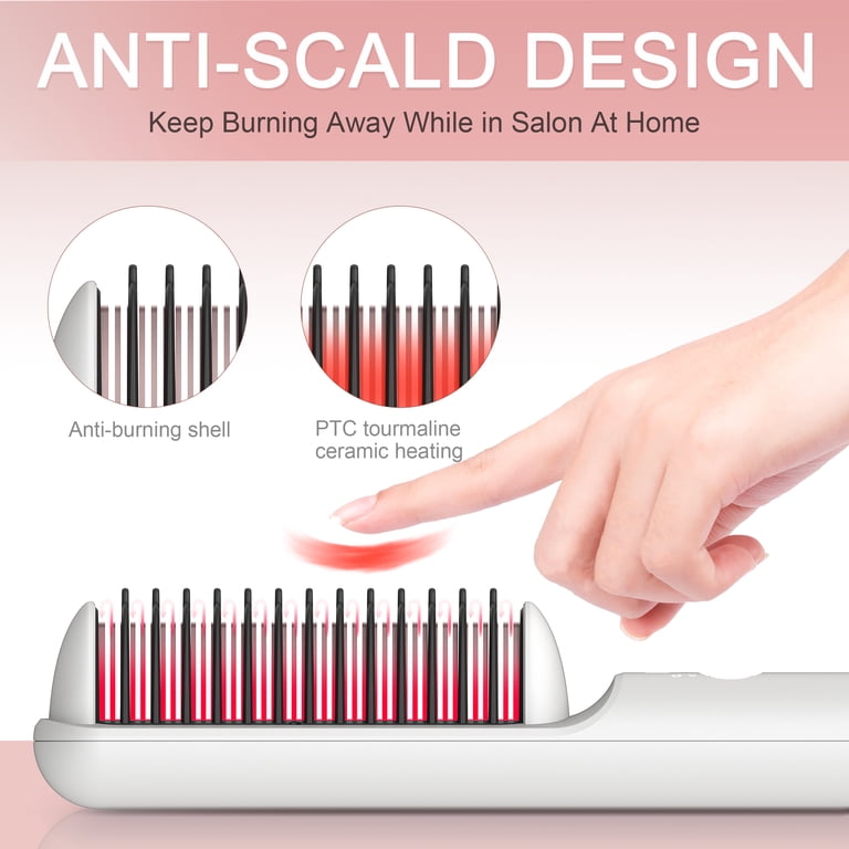 Lura Ceramic Hair Straightener Brush, Flat Electric Tool, Negative