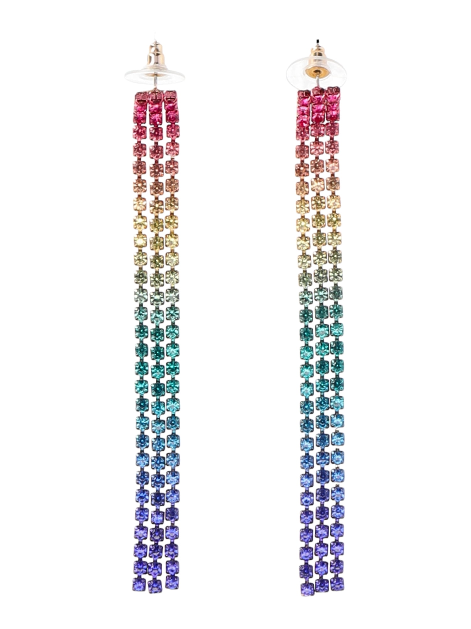 No Boundaries Linear Rainbow Rhinestone Earrings, Women’s