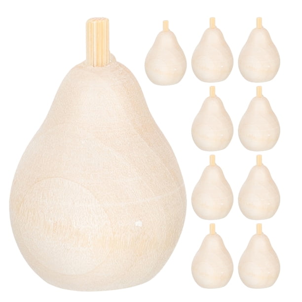 10 figuras de madera de pera sin pintar y sin terminar para adornos artesanales.
