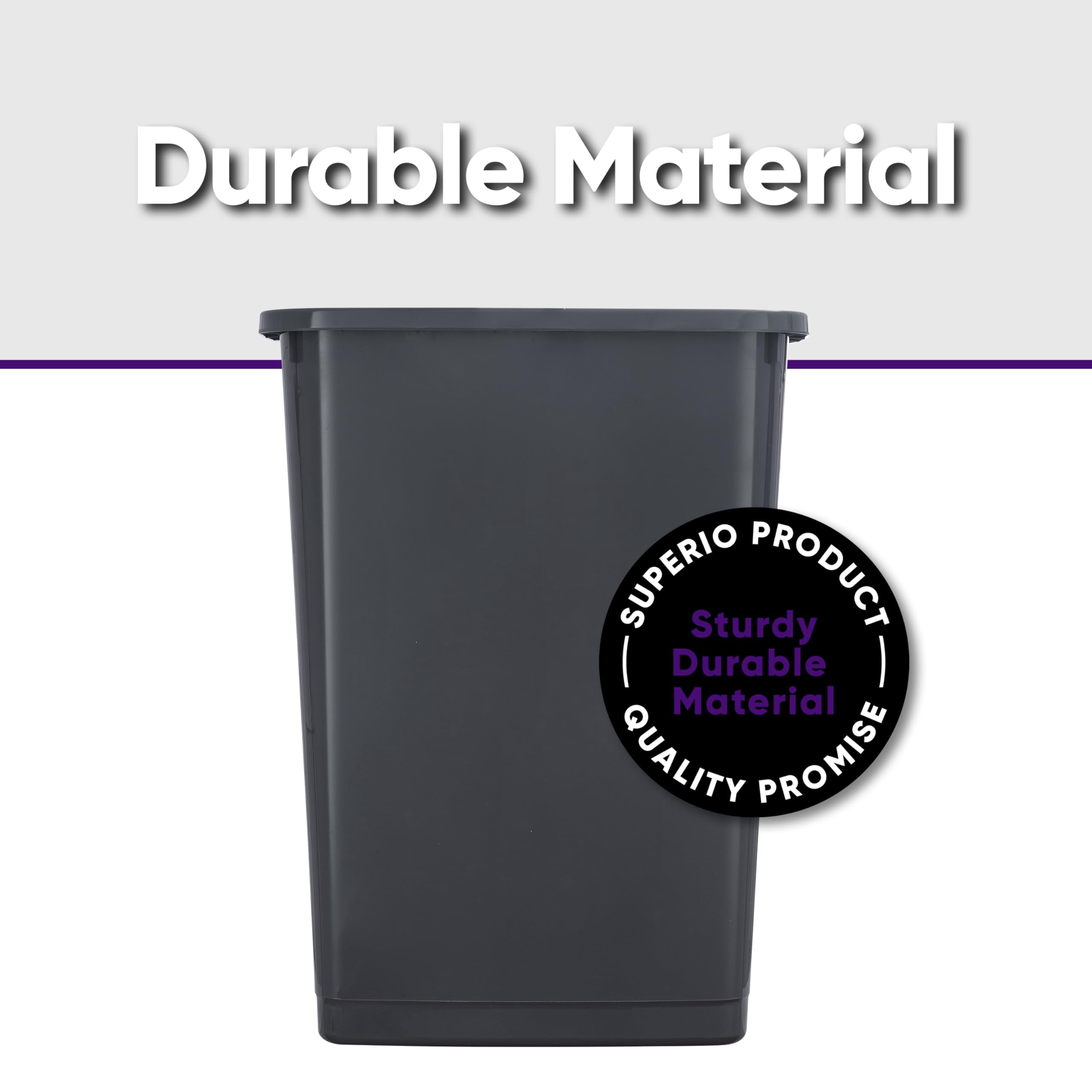 Superio Large Kitchen Trash Can 13 Gallon, 52 Qt Waste Bin for Kitchen, Garage, Indoor and Outdoor Trash Can (2, Grey)
