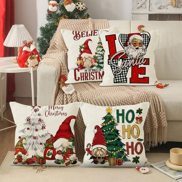 Fiudx Funda de Almohada Navideña de Muñeco de Nieve, de Lino, con Impresión Digital, Ideal para Decorar Tu Sofá y Silla, con Un Toque Navideño. 1 Funda de Almohada.