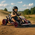 thumbnail image 3 of Mukidy 24V Go Kart Ride on Toys Electric Go Kart for Boys Girls Age 6-12 Years Old, Gray, 3 of 11