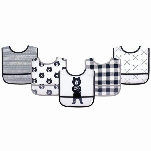 Yoga Sprout Baby Boy Waterproof PEVA Bibs 5pk, Bear Hugs, One Size